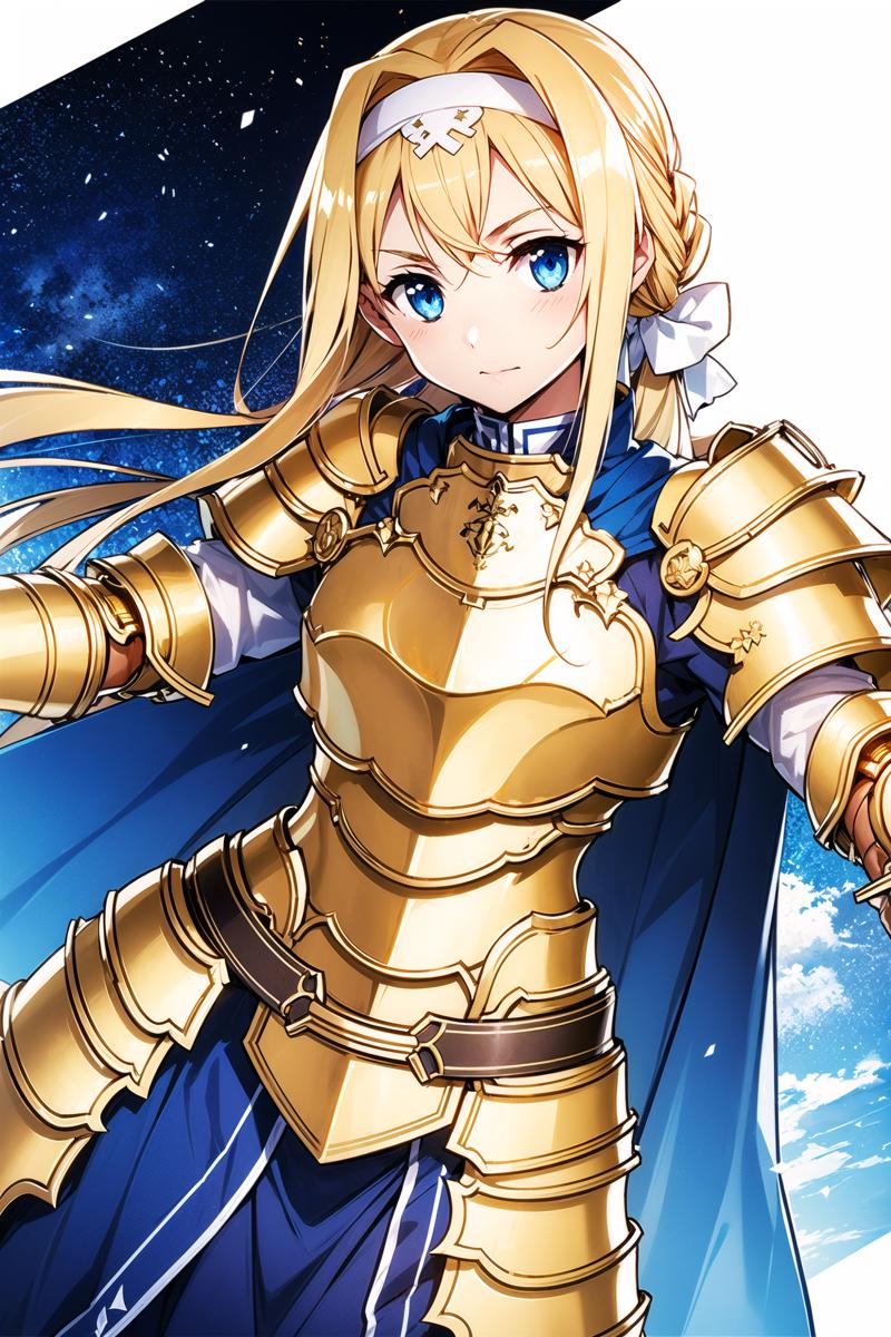 10120-2819339299-1girl, armor, long hair, alice zuberg, solo, blonde hair, blue eyes, weapon, blue cape, knight, sword, hairband, shoulder armor,.png